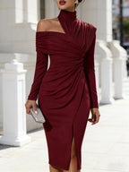 Elegant One-Shoulder Midi Dress
