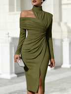 Elegant One-Shoulder Midi Dress